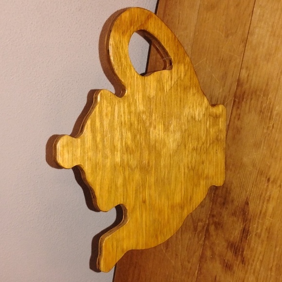 VintageWooden Teapot & Cup Napkin Holder, Mail Holder, Decor Natural Wood Finish - Picture 4 of 5